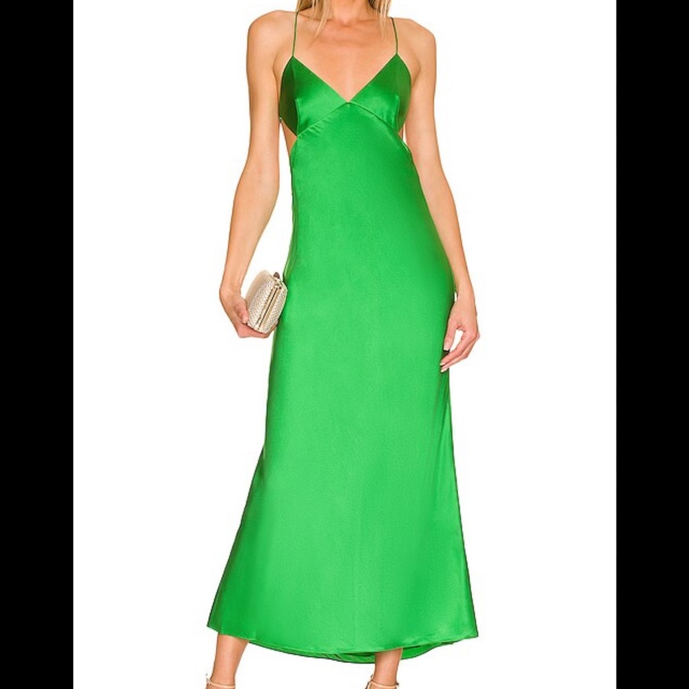 THE SEI Green SILK Evening Dress